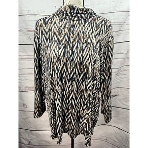 Susan Graver Womens Plus Size XL Abstract Print Cowl Neck Long Sleeve